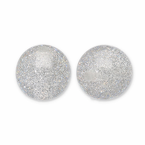 8 mm acrylic beads with glitter Grey-Silver