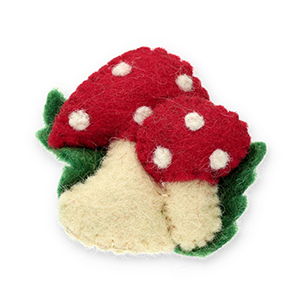 Brooches felt mushroom Red-White-Green