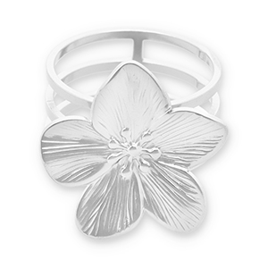 Stainless steel scarf rings flower Silver