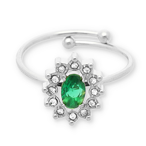 Stainless steel rings Silver-Green