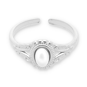 Stainless steel rings pearls Silver-White