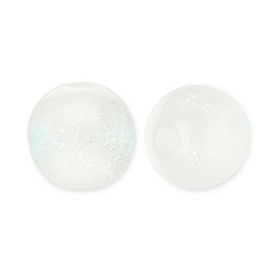 6 mm acrylic beads with glitter White-Turquoise