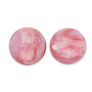 8 mm acrylic beads with glitter Pink-Turquoise