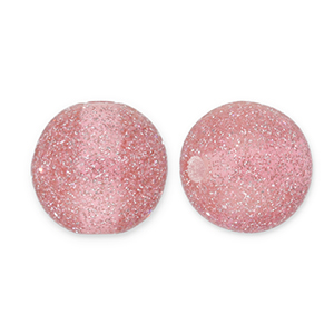 12 mm acrylic beads with glitter Mauve Pink-Silver