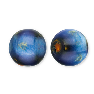 Resin beads with glitter 12mm Blue-Gold