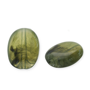 Acrylic beads oval Olive Green