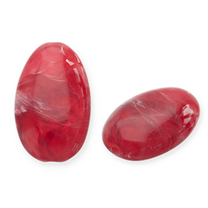 Acrylic beads oblong oval Red-White