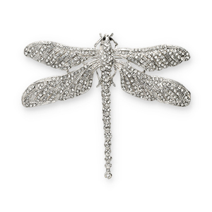 Statement brooches dragonfly Silver-Black-Transparent