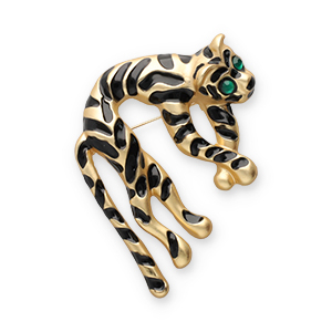 Statement brooches tiger Gold-Black-Green