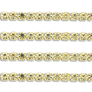 Stainless steel rhinestone chain 2mm Gold-Champagne