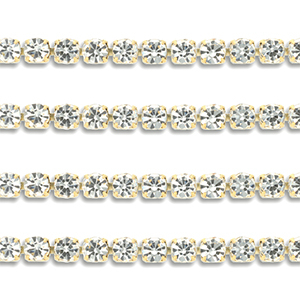 Stainless steel rhinestone chain 2mm Gold-Crystal