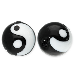 Glass beads Yin & Yang Black-White