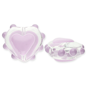 Glass beads heart Transparent-Lilac