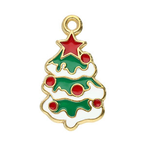 Stainless steel charms Christmas tree Gold-White-Red-Green