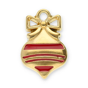 Stainless steel charms Christmas bauble Gold-Red