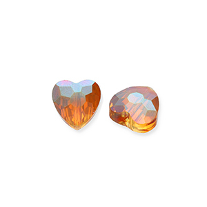 Fashion faceted beads heart Flame Orange-AB Coating