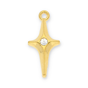 Stainless steel charms star with strass Gold-Transparent
