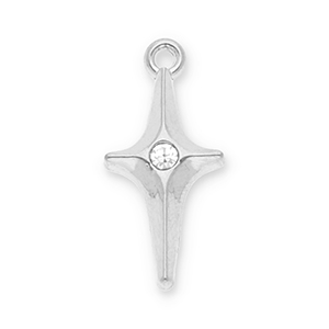 Stainless steel charms star with strass Silver-Transparent