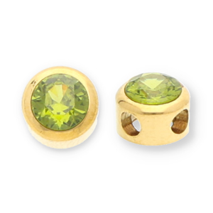 Stainless steel beads disc with strass Gold-Olive Green