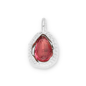 Stainless steel charms drop with facet Silver-Dark Pink