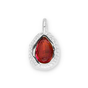 Stainless steel charms drop with facet Silver-Red