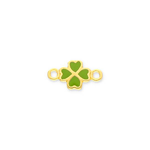 DQ European metal charms connector clover Gold-Green (Nickelfree)