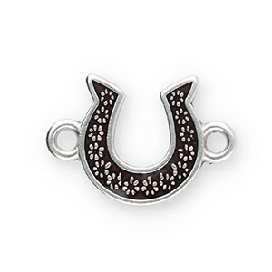 DQ European metal charms connector horseshoe Antique Silver-Dopper Brown (Nickelfree)