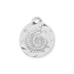 Metal charms round with sea shell Silver