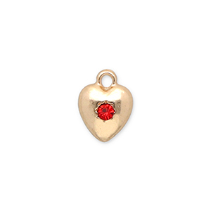 Metal charms heart with strass Gold-Red