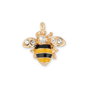 Metal charms bee Gold-Black-Yellow-Transparent