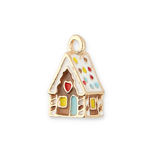 Metal charms gingerbread house Gold-Multicolour