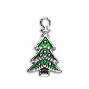 Metal charms Christmas tree Silver-Green