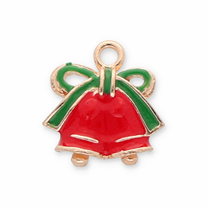 Metal charms Christmas bells Gold-Red-Green