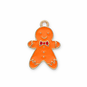 Metal charms gingerbread man Gold-Orange-Red