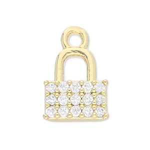 Brass TQ metal charms lock Gold-Transparent