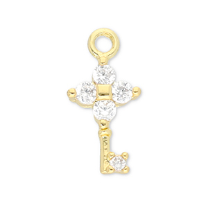 Brass TQ metal charms key Gold-Transparent