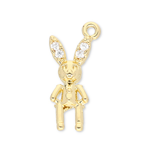 Brass TQ metal charms rabbit Gold-Transparent