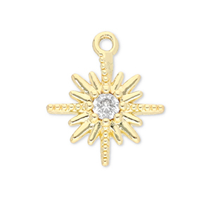 Brass TQ metal charms star Gold-Transparent