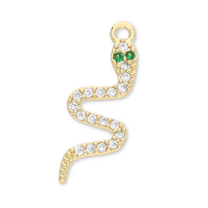 Brass TQ metal charms snake Gold-Transparent