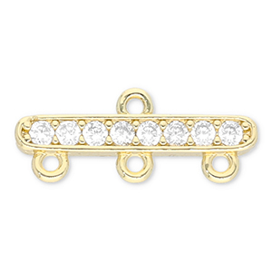 Brass TQ metal connector with 3 loops Gold-Transparent