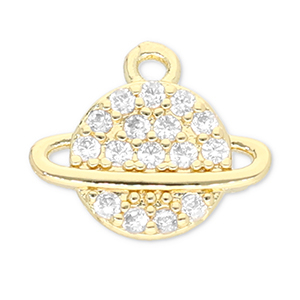Brass TQ metal charms planet Gold-Transparent