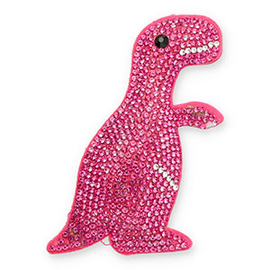 Statement charms with strass dinosaur Dark Pink-Crystal-Black
