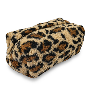BY31&reg; Pouch teddy with leopard print Light Brown-Brown-Black