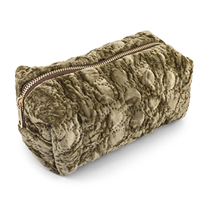 BY31&reg; Pouch velvet with stitched circles Olive Brown