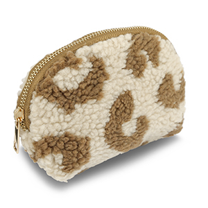 BY31&reg; Pouch teddy with leopard print Beige Brown-Brown