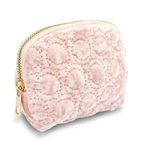 BY31&reg; Pouch velvet with stitched circles Light Pink