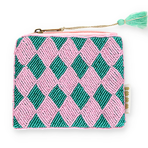 BY31&reg; Pouch rhombus Teal Green-Mauve-Mint Green-Gold