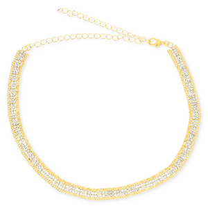 Brass TQ metal choker with strass Gold-Crystal