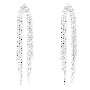 Eco-brass&reg; metal earrings / earpins with zirconia Silver-Crystal