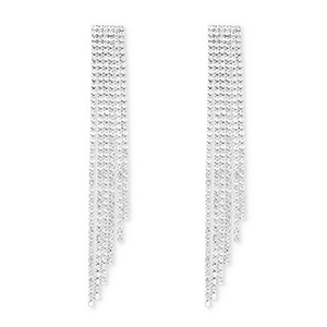 Eco-brass&reg; metal earrings / earpins with strass Silver-Crystal